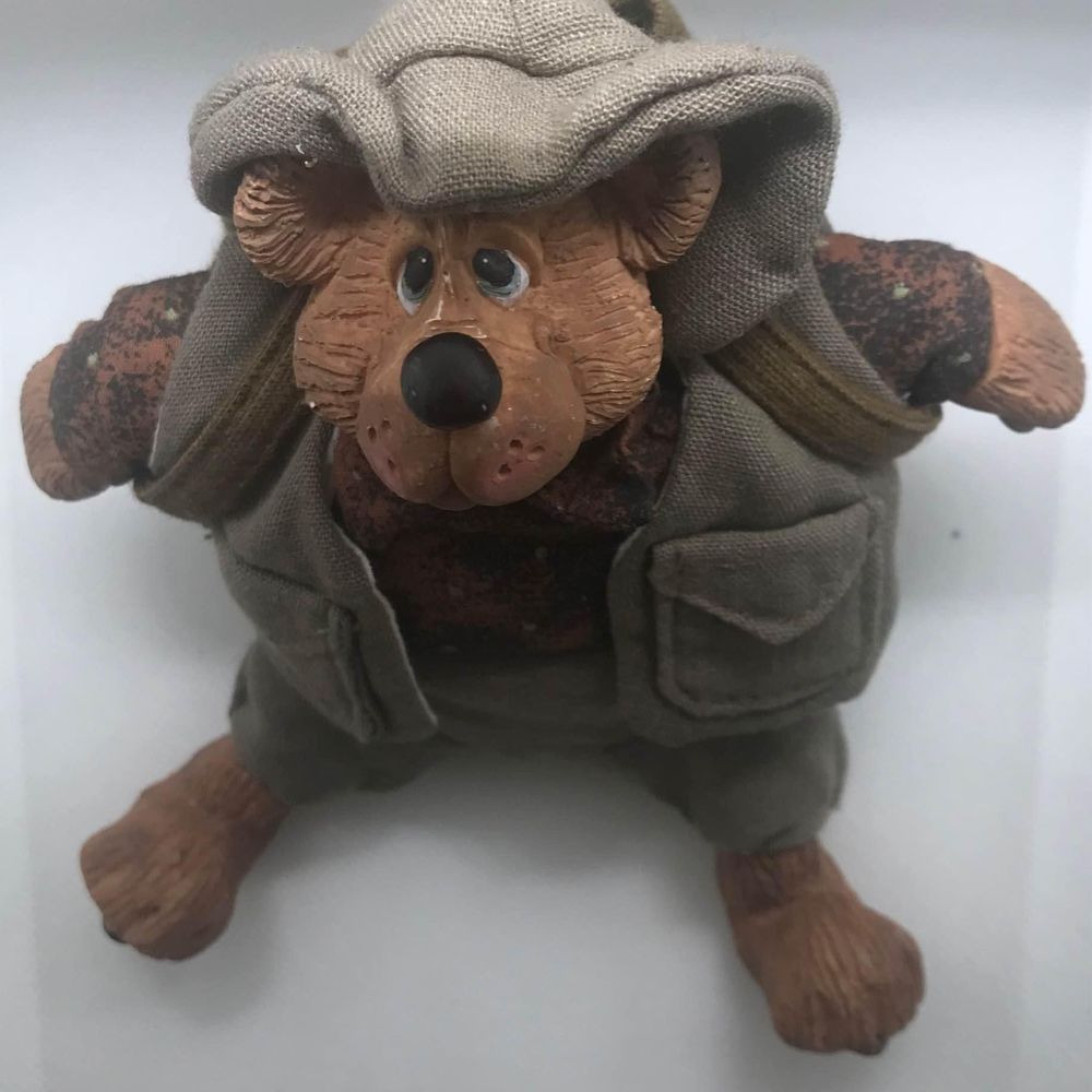 Russ Berrie Bear with backpack shelf sitter